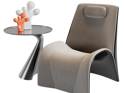 现代休闲椅子、边几