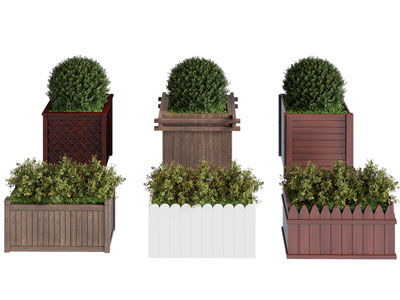 现代户外实木花盆灌木盆栽植物