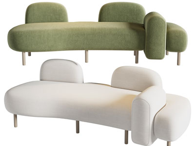 现代布艺多人沙发