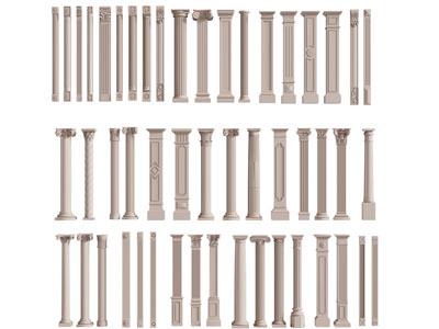 欧式雕花装饰的方形、圆形罗马柱子3d模型 欧式雕花装饰的方形、圆形罗马柱子