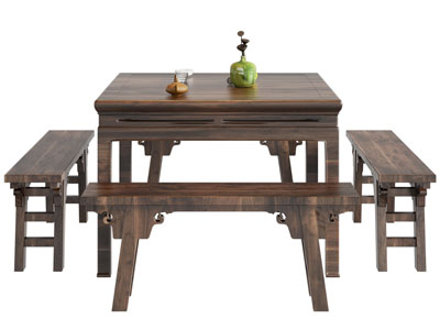 新中式实木方形餐桌椅组合