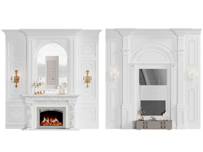 欧式电视背景墙3d模型 欧式电视背景墙