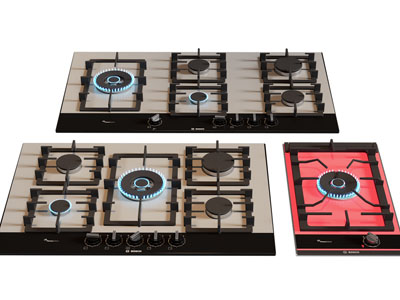 现代多灶头的燃气灶