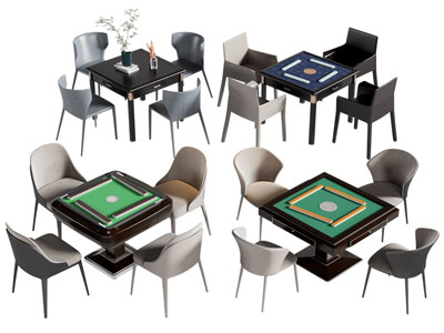 现代方形麻将娱乐桌椅组合