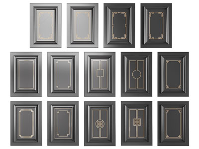 新中式镶嵌金边的黑色柜门