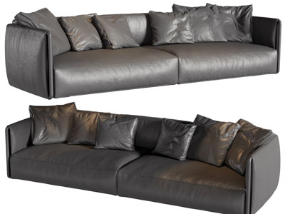 现代皮质双人沙发3d模型 现代皮质双人沙发