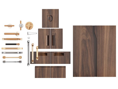 现代木质柜门、拉手