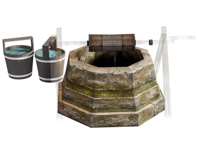 新中式水井、水桶