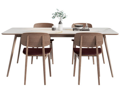 北欧长方形餐桌椅组合