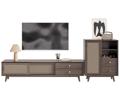 北欧实木电视柜、边柜、电视机