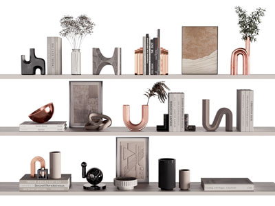 侘寂风书籍、装饰品摆件组合