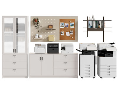 现代办公文件收纳柜、打印机