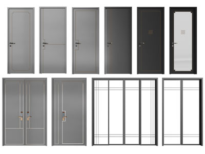 新中式单扇、双扇平开门、推拉门