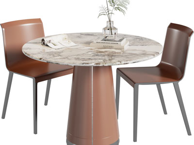 现代大理石圆形餐桌椅组合