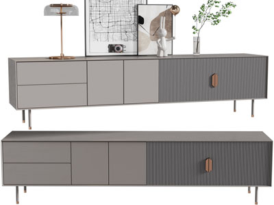 现代电视柜、摆件组合