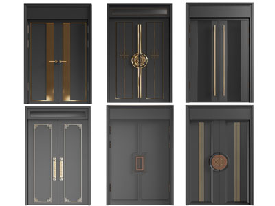新中式双扇平开门、大门