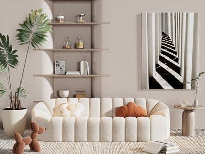 侘寂风多人沙发、边几