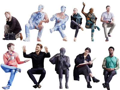 现代坐着聊天的男人、女人、多人人物3d模型 现代坐着聊天的男人、女人、多人人物