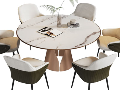 现代圆形餐桌椅组合