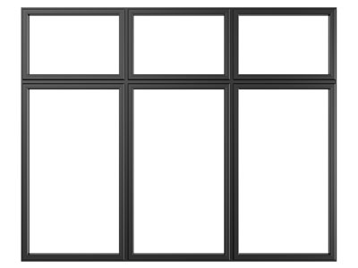 现代金属边框的三扇平开窗户