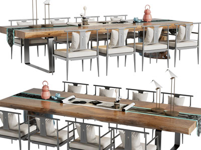 新中式书桌椅组合