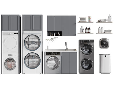 现代洗衣机收纳柜