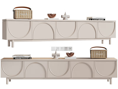 现代电视柜、摆件组合