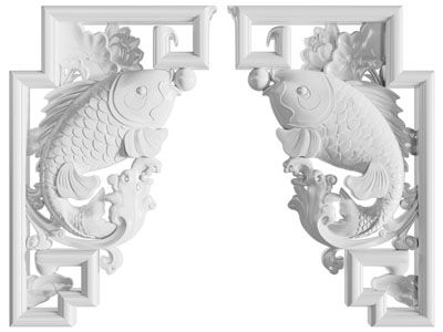 新中式鲤鱼挂落、花落