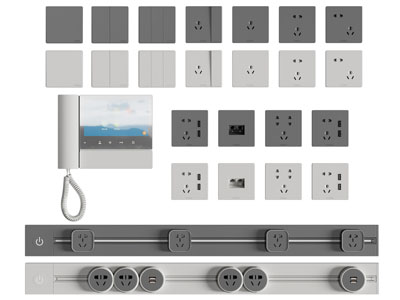 现代方形轨道插座、可视电话开关面板3d模型 现代方形轨道插座、可视电话开关面板