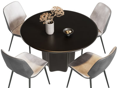 现代圆形餐桌椅组合