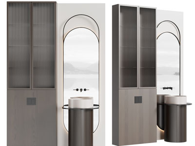 现代带收纳装饰柜的洗手台