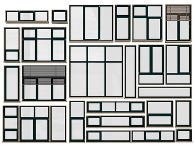 现代黑色边框的平开窗户