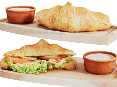 现代三明治面包、咖啡