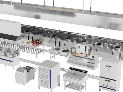 现代不锈钢后厨设备、厨具3d模型 现代不锈钢后厨设备、厨具