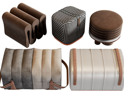 现代长方形、圆形沙发凳