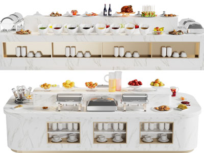 现代自助餐调味品料理台、取餐台