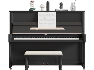 现代黑色钢琴、琴凳3d模型 现代黑色钢琴、琴凳