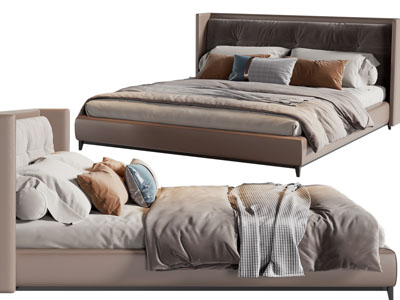 现代布艺双人床