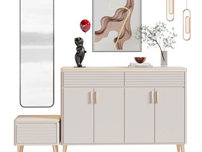 现代轻奢玄关鞋柜、换鞋凳