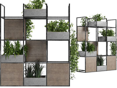 现代镂空花架盆栽植物隔断