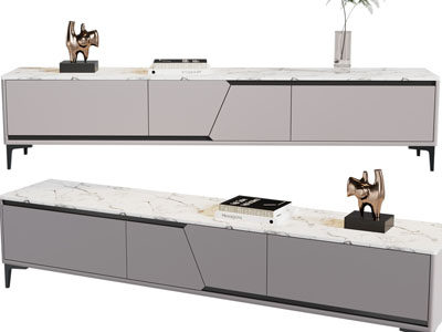 现代长方形大理石电视柜