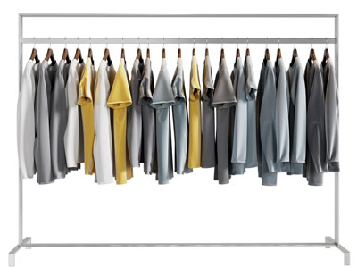 现代挂满衣服的金属衣架3d模型 现代挂满衣服的金属衣架
