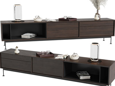 现代电视柜、摆件组合