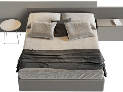 现代加宽床头双人床