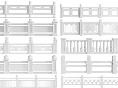 新中式石雕栏杆、防护栏、围栏3d模型 新中式石雕栏杆、防护栏、围栏