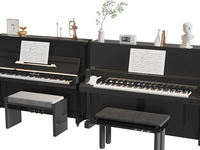 现代钢琴、琴凳3d模型 现代钢琴、琴凳