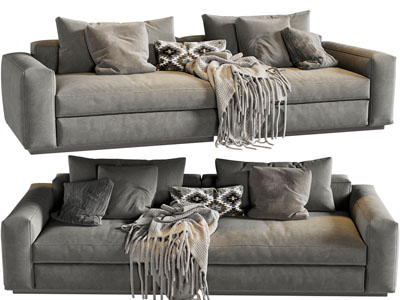 现代布艺双人沙发3d模型 现代布艺双人沙发