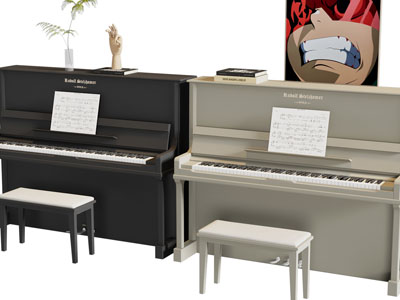 现代钢琴、琴凳3d模型 现代钢琴、琴凳