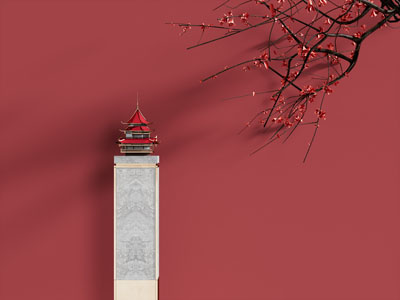 新中式亭阁楼台摆件