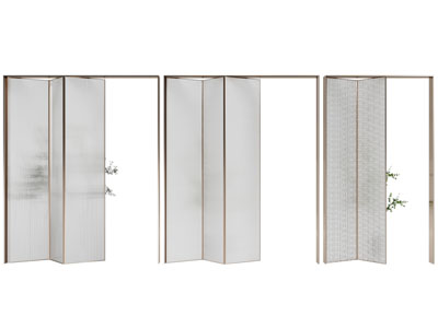 现代花纹玻璃折叠推拉门